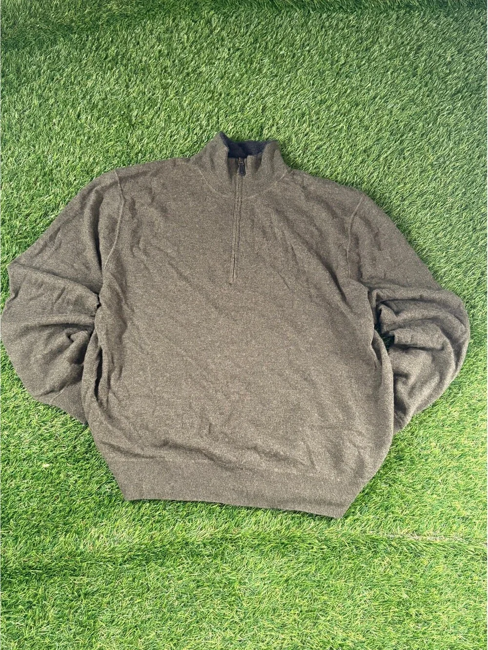 Vintage Polo Ralph Lauren Quarter Zip Sweater Gray 100% Lambs Wool Mens Size XL